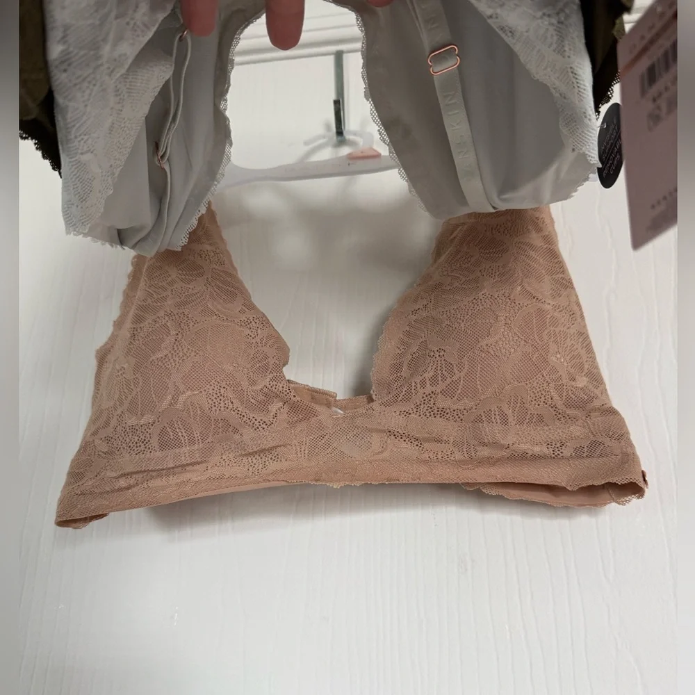 Danskin Lace Bralette Trio - Olive, Tan, Gray - Picture 4 of 7